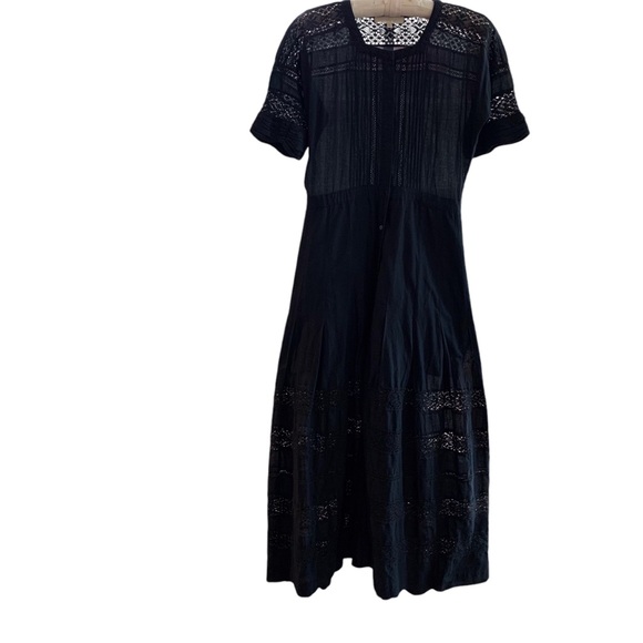 LOVE SHACK FANCY EDIE DRESS BLACK COTTON CROCHET LACE MAXI DRESS COCKTAIL DRESS - Picture 6 of 16